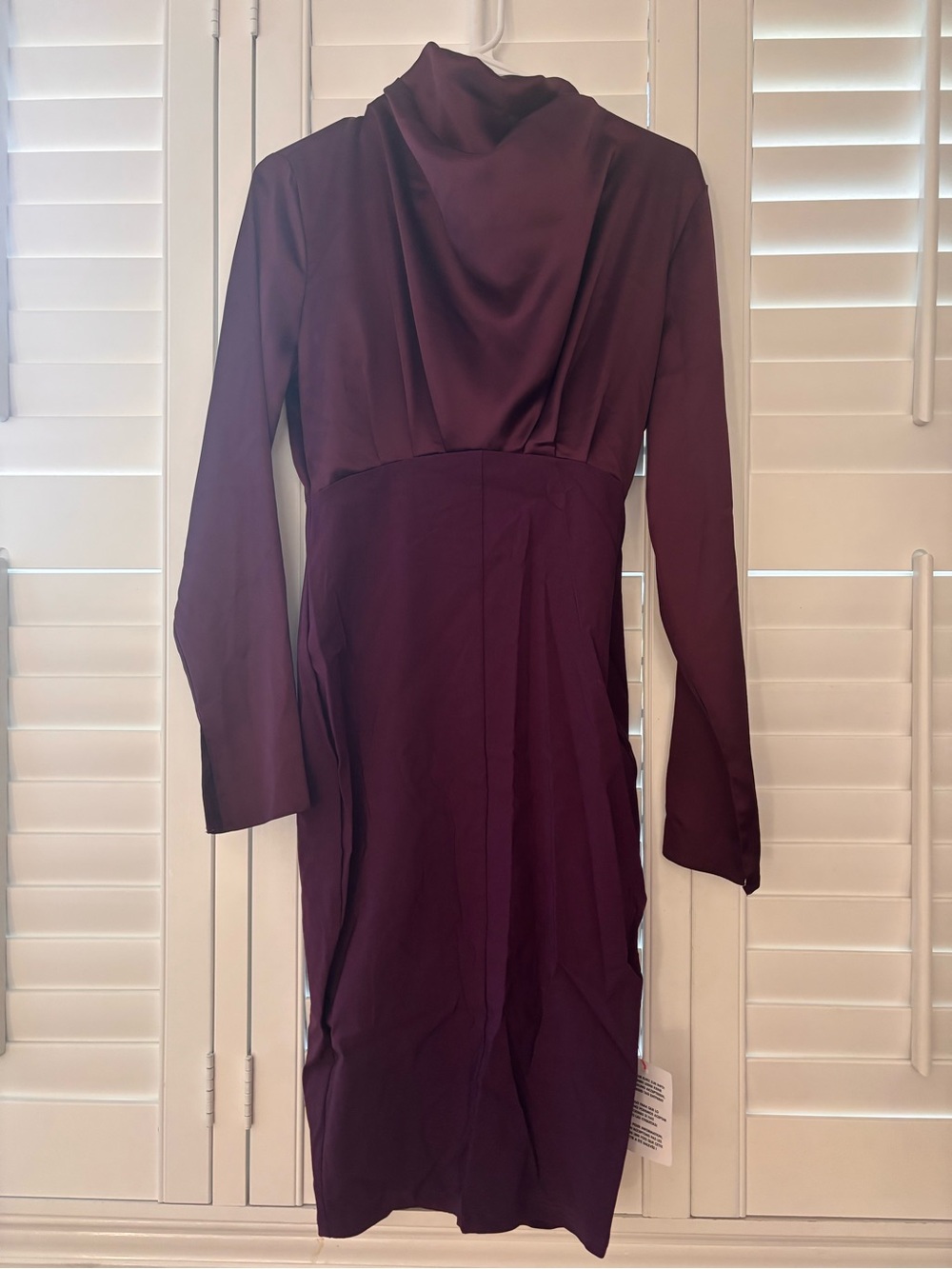 ASOS Long-Sleeve Cowl Neck Dress in Burgundy